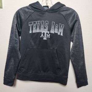 Texas A&M University Aggies Black Hoodie Long Sleeve Kangaroo Pocket Youth Small